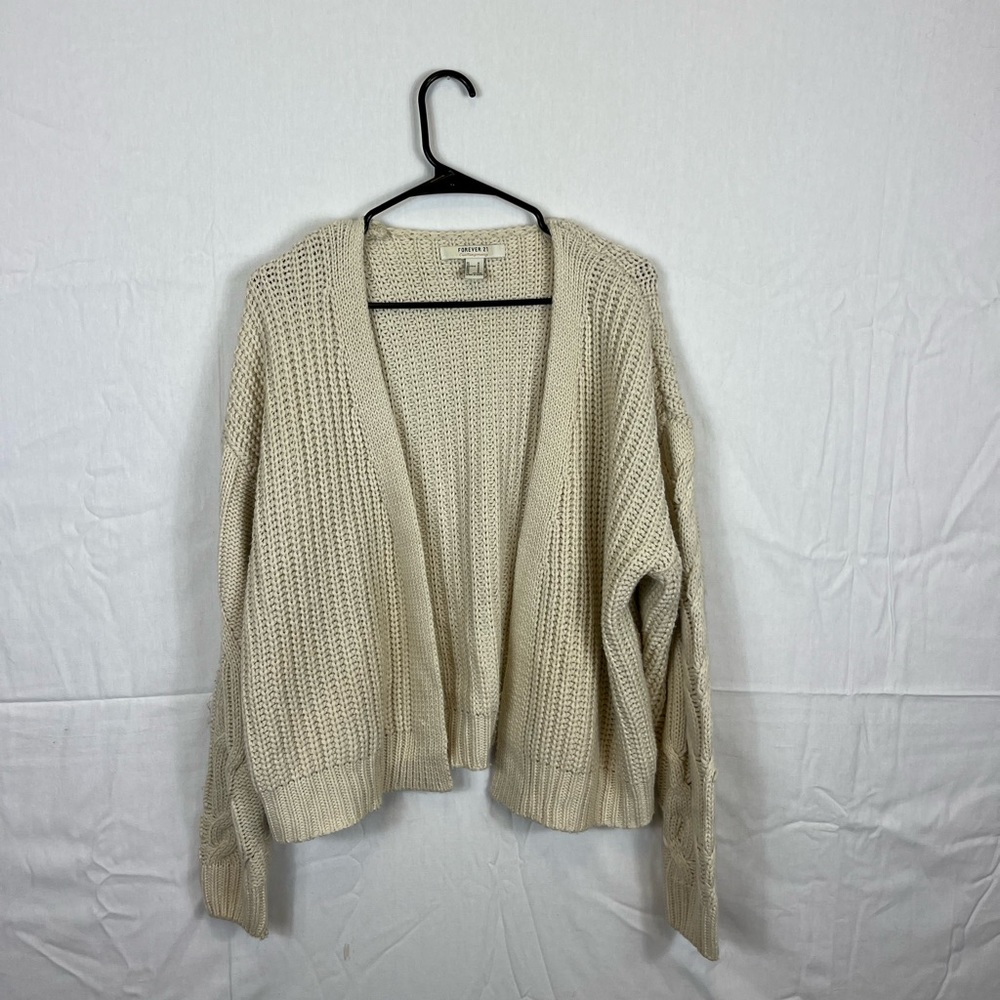 Forever 21 Chunky Knit Cardigan Cream Sz‎ M